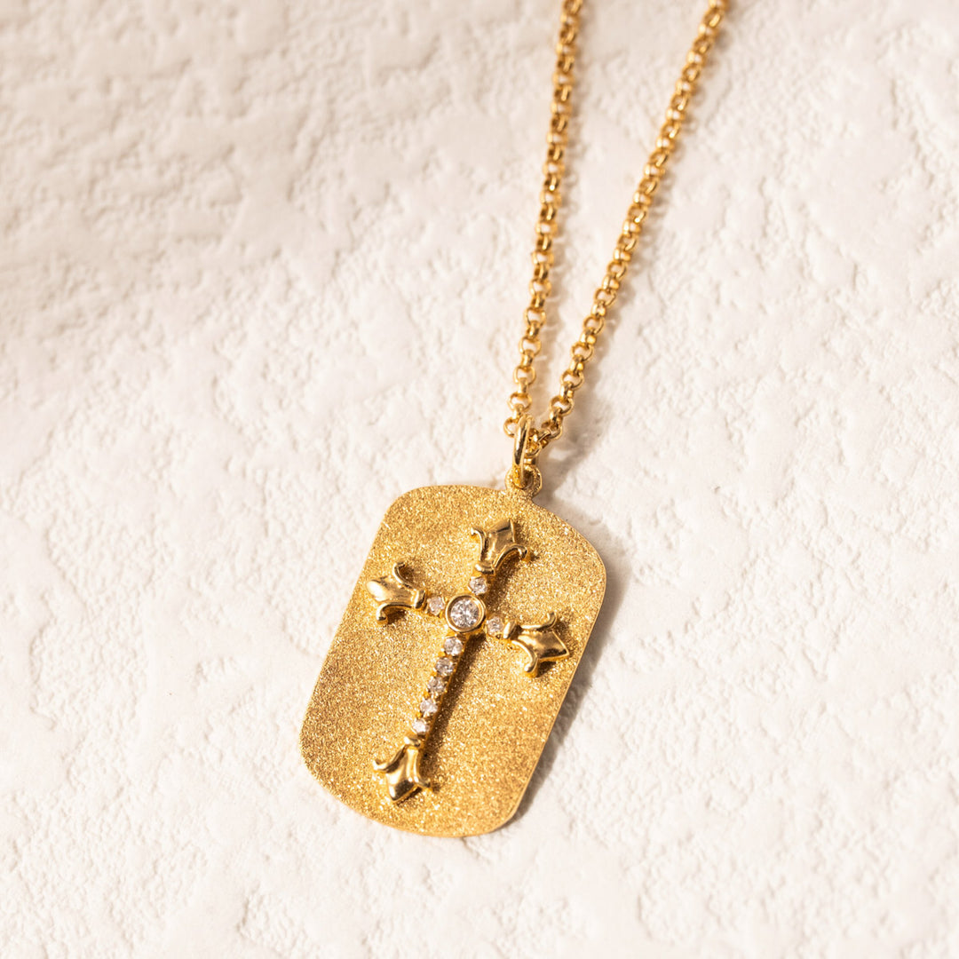 Natural White Diamond Cross  Necklace D0.032ct,18K