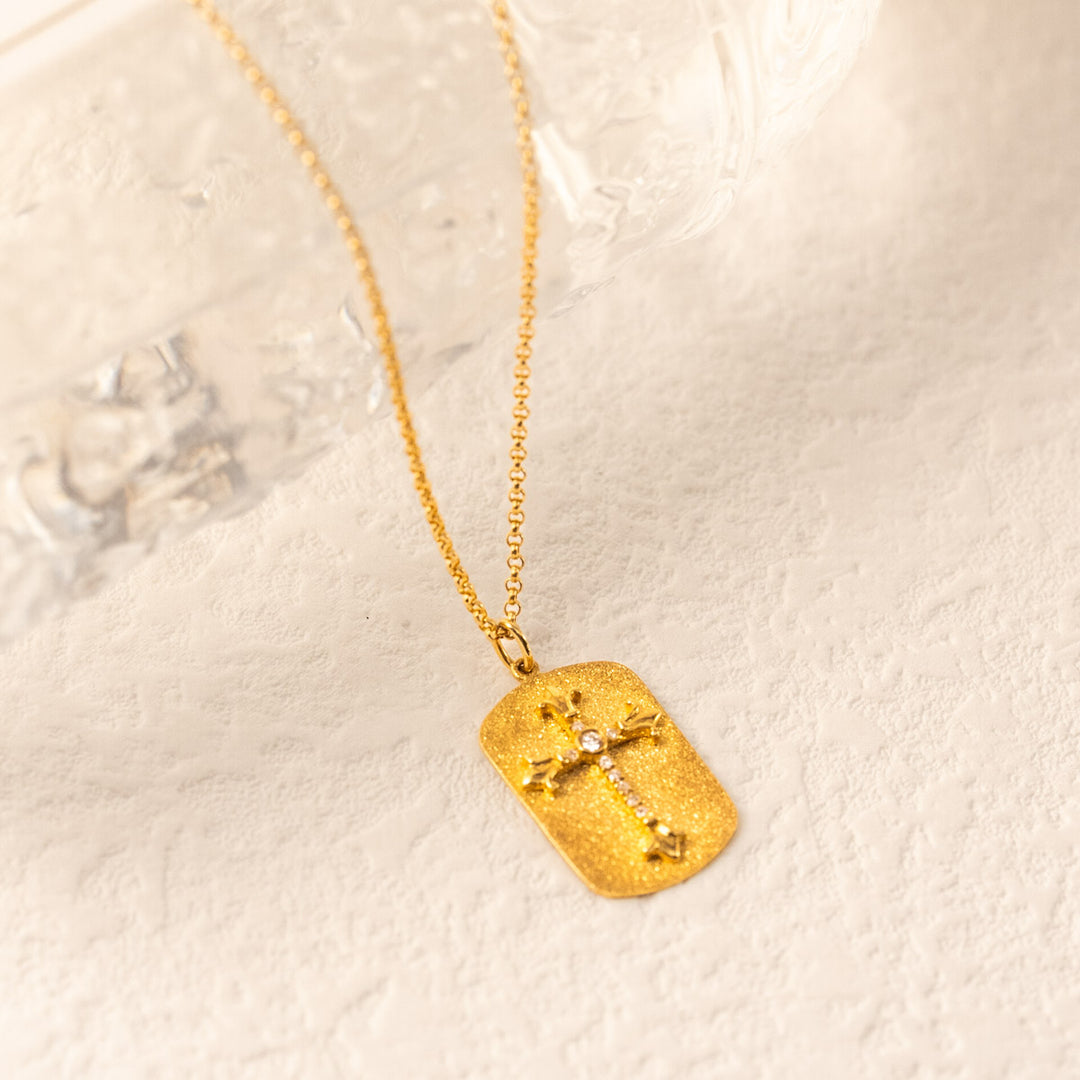 Natural White Diamond Cross  Necklace D0.032ct,18K