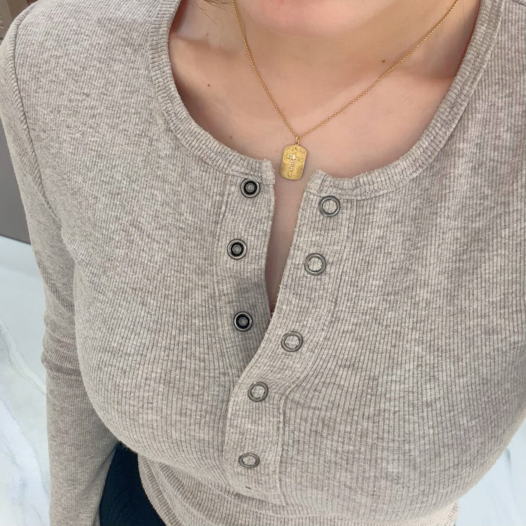 Natural White Diamond Cross  Necklace D0.032ct,18K