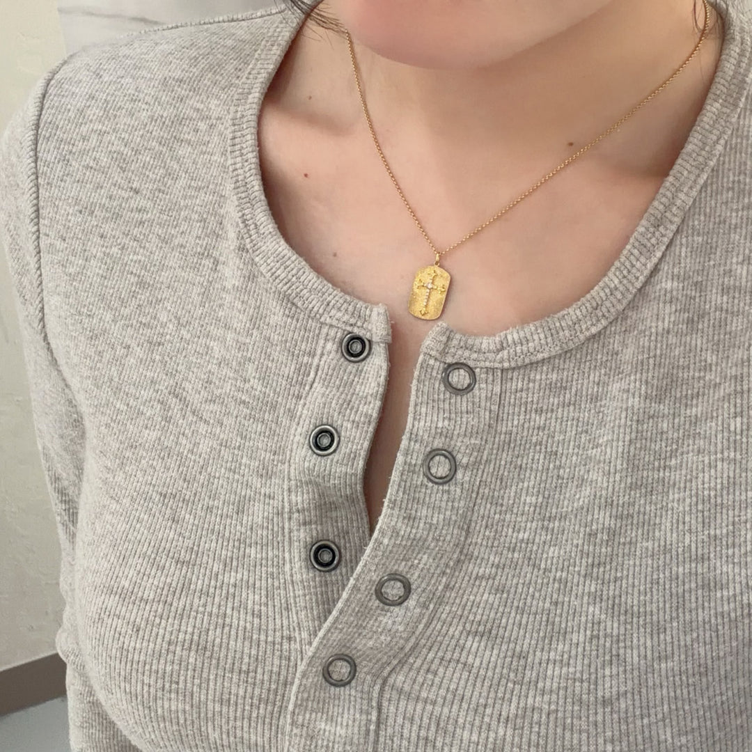 Natural White Diamond Cross  Necklace D0.032ct,18K