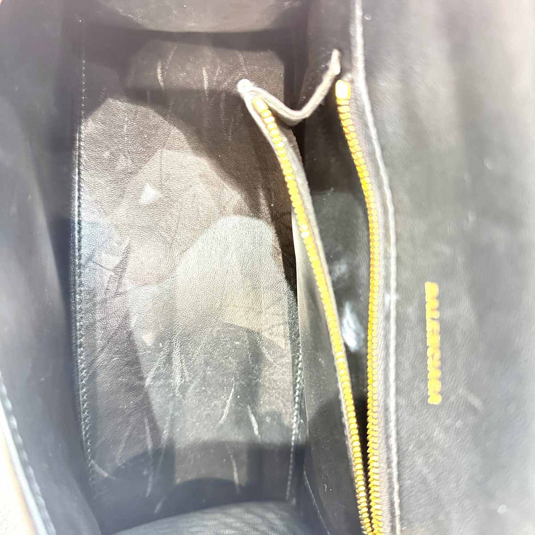 Balenciaga Small Black Embossed Crocodile Hourglass Bag