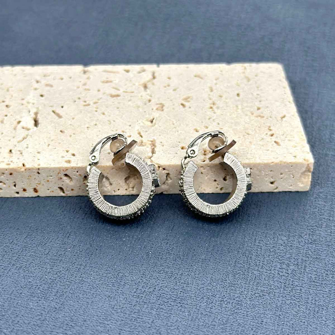 Chanel Krystal Round CC Logo Clip On Earring