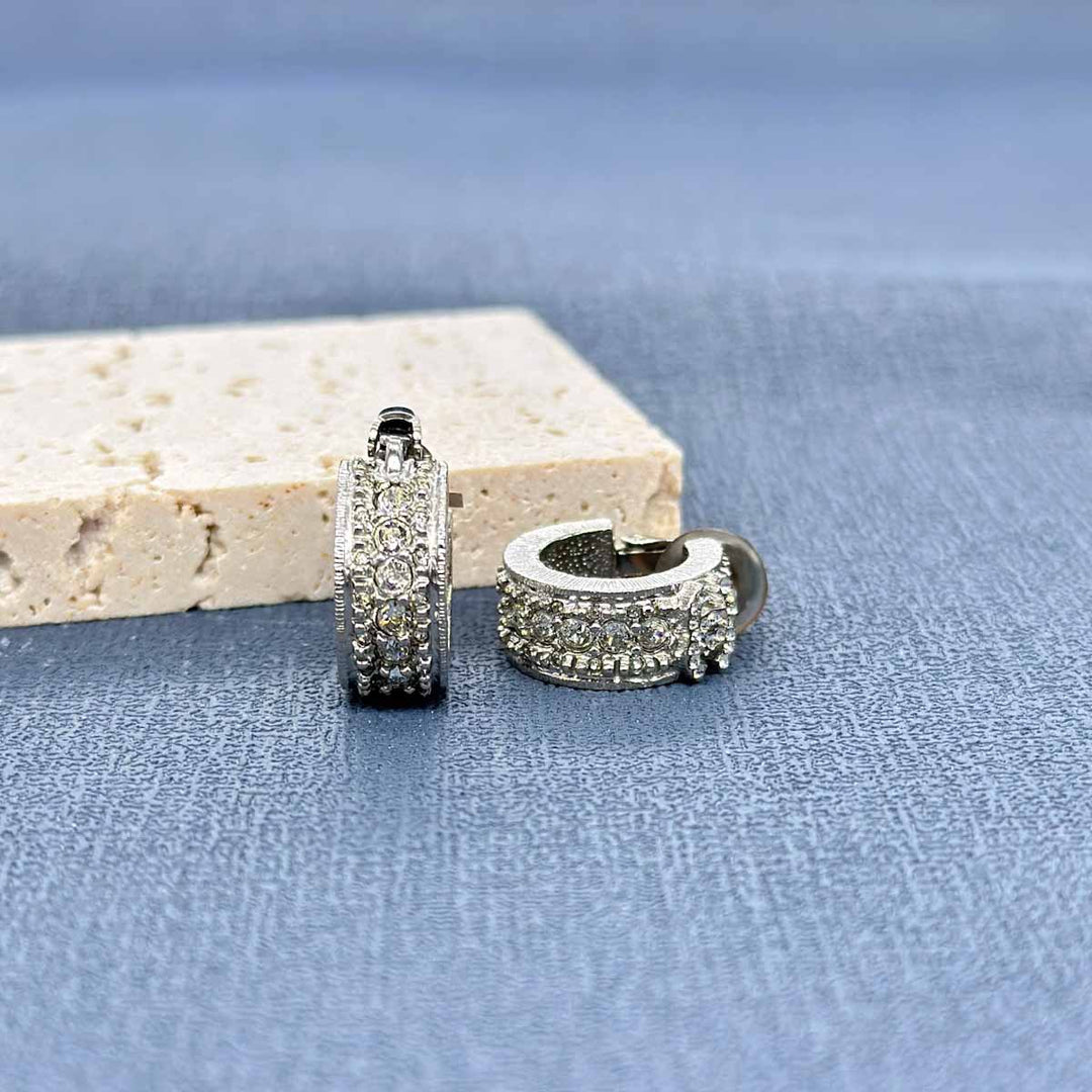 Chanel Krystal Round CC Logo Clip On Earring