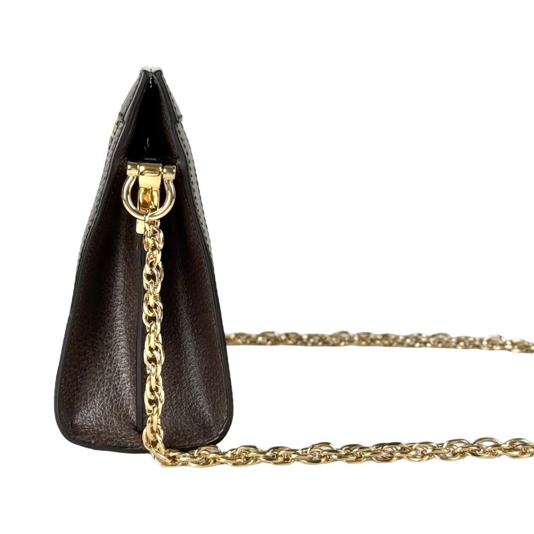 Pre-owned Gucci Ophidia Medium Chain Bag in Brown, Beige, Red, Green Canvas, Calfskin - photo 5