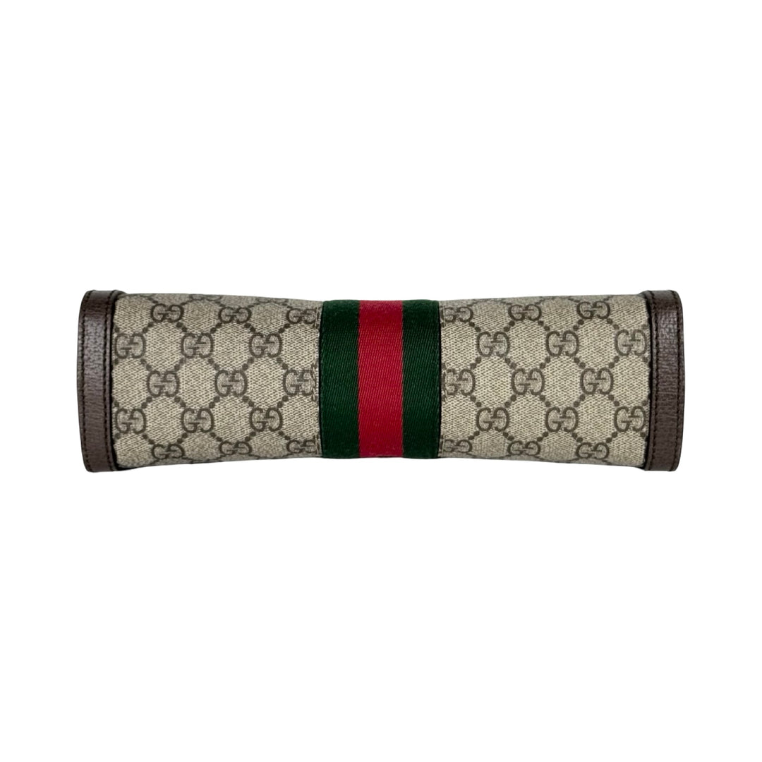 Pre-owned Gucci Ophidia Medium Chain Bag in Brown, Beige, Red, Green Canvas, Calfskin - photo 6