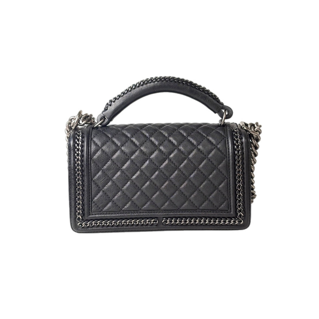 Chanel Leboy  Medium Bag With Top Handle Black Calfskin