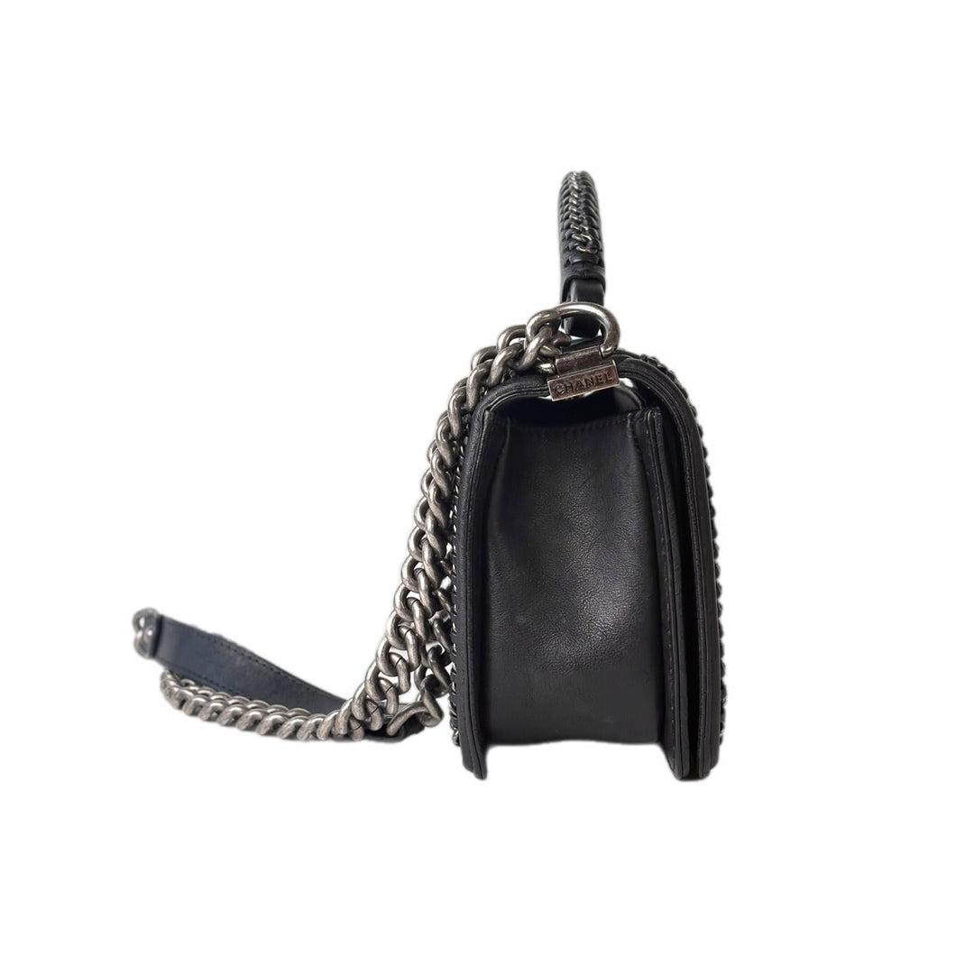 Chanel Leboy  Medium Bag With Top Handle Black Calfskin
