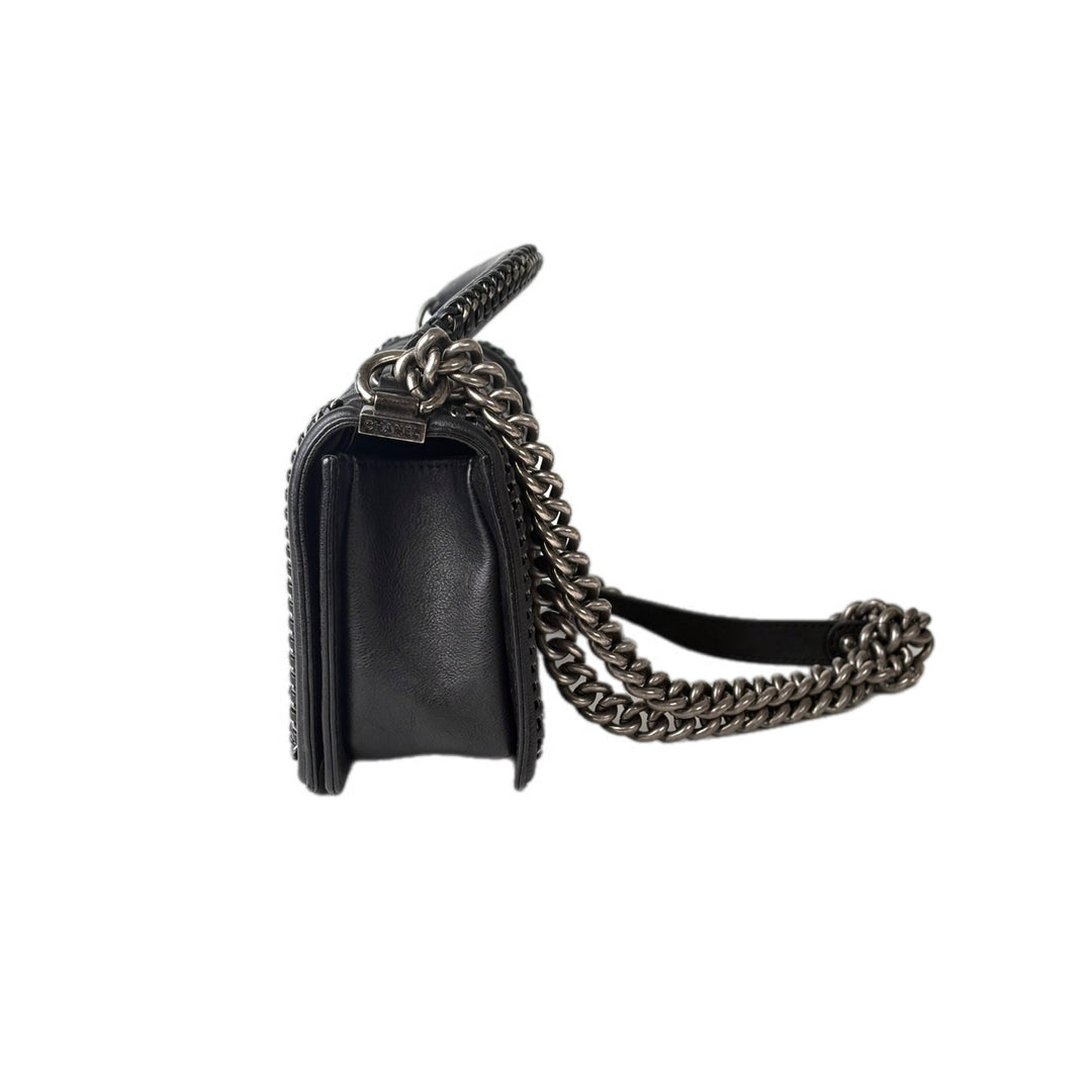 Chanel Leboy  Medium Bag With Top Handle Black Calfskin
