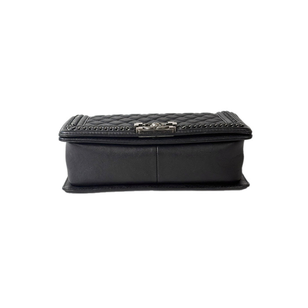 Chanel Leboy  Medium Bag With Top Handle Black Calfskin