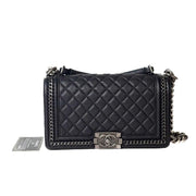 Chanel Leboy  Medium Bag With Top Handle Black Calfskin