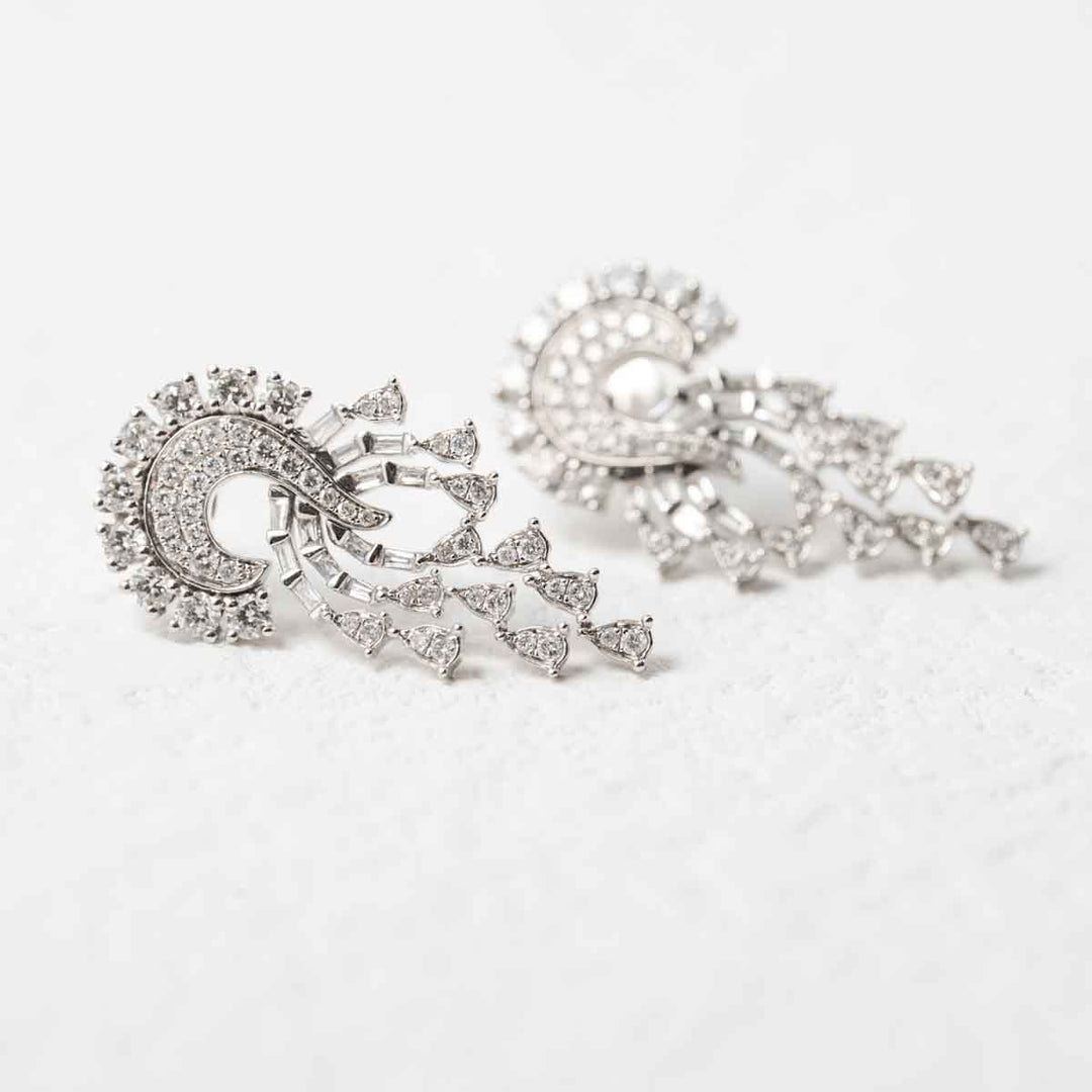 Natural White Diamond Pear Tassels Earrings D1.00ct,18K