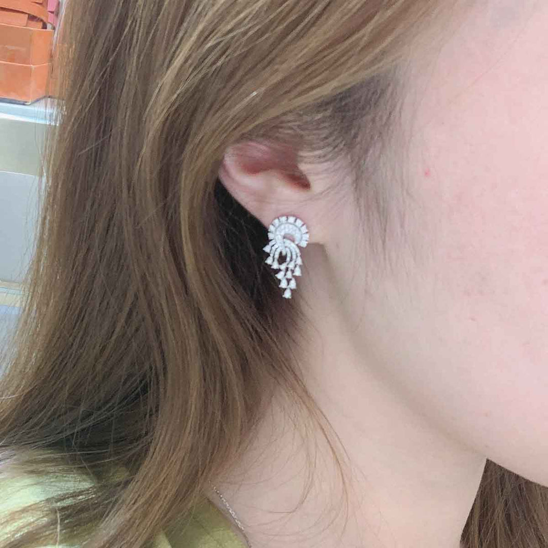 Natural White Diamond Pear Tassels Earrings D1.00ct,18K