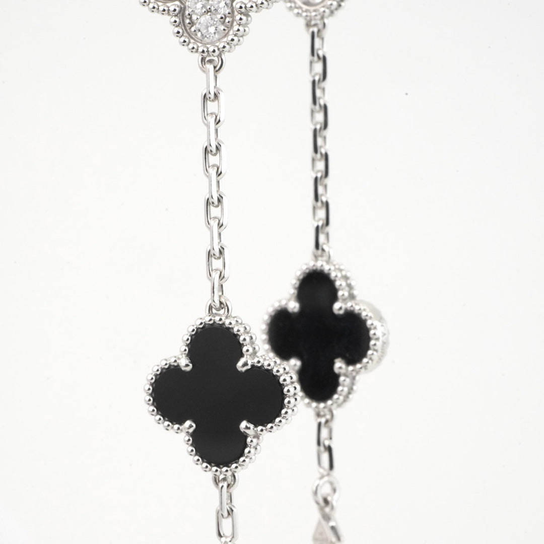 VCA Vintage Alhambra Bracelet, 5 motifs 18K white gold, Diamond, Onyx