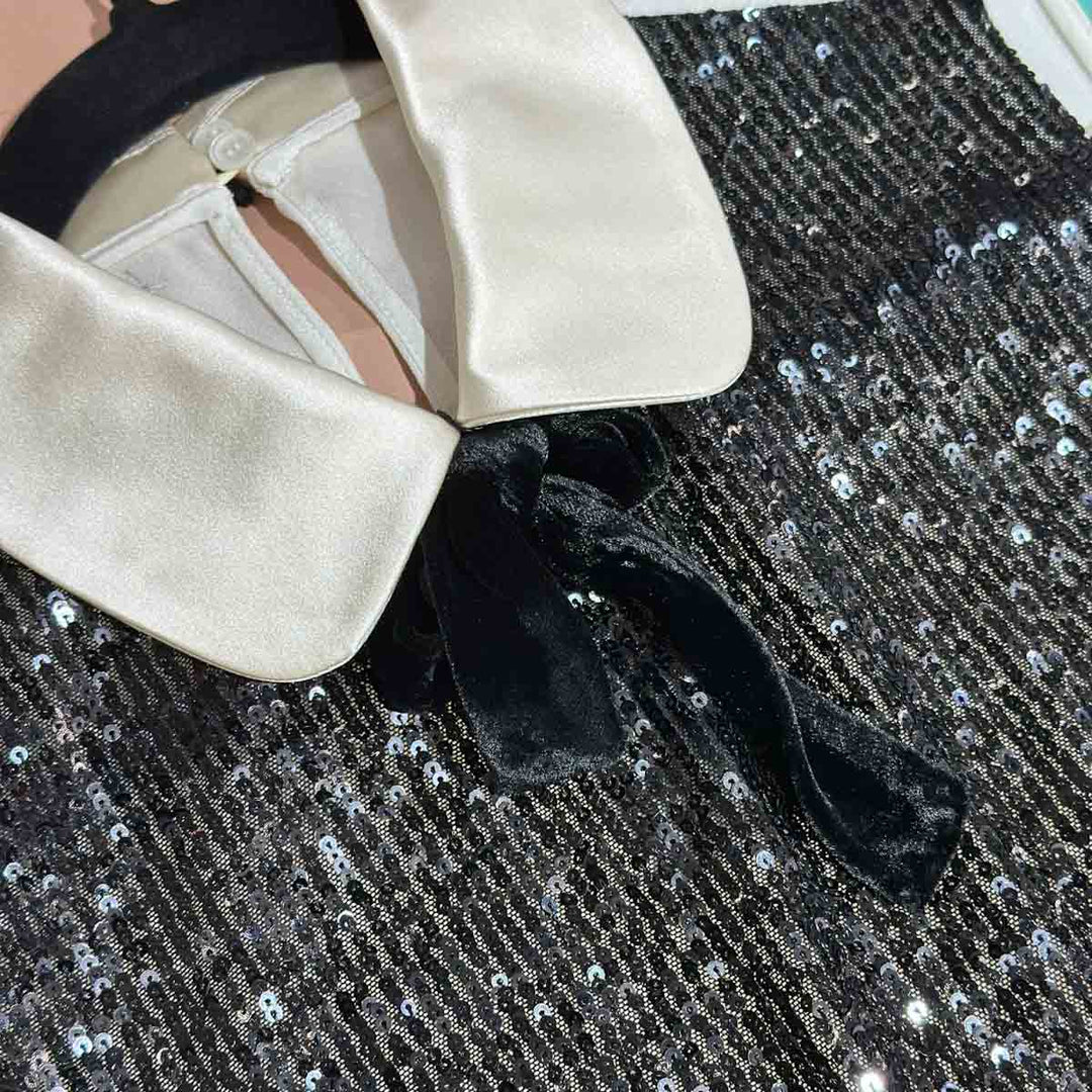 MiuMiu Sleeveless Blouse Polyester With Black Sequins On Mesh Fabric #38