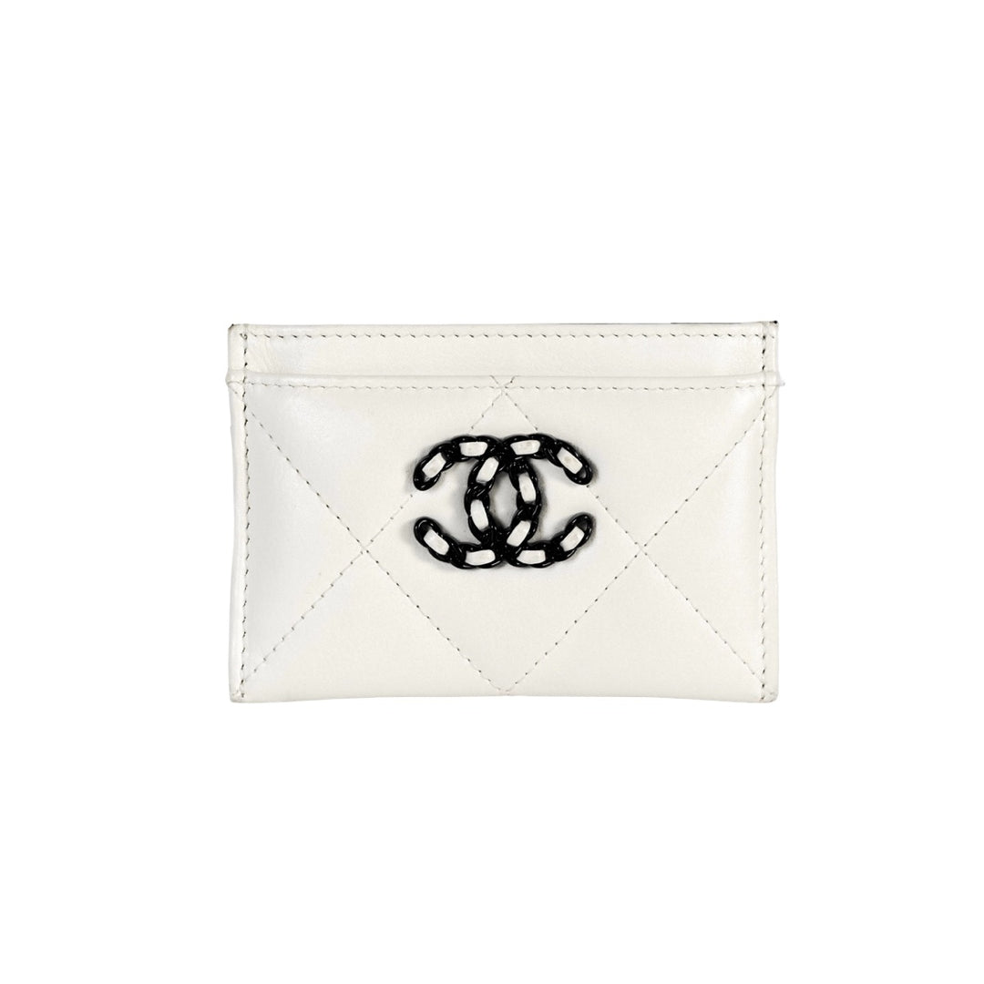 Chanel 19 Quilted White Cardholder