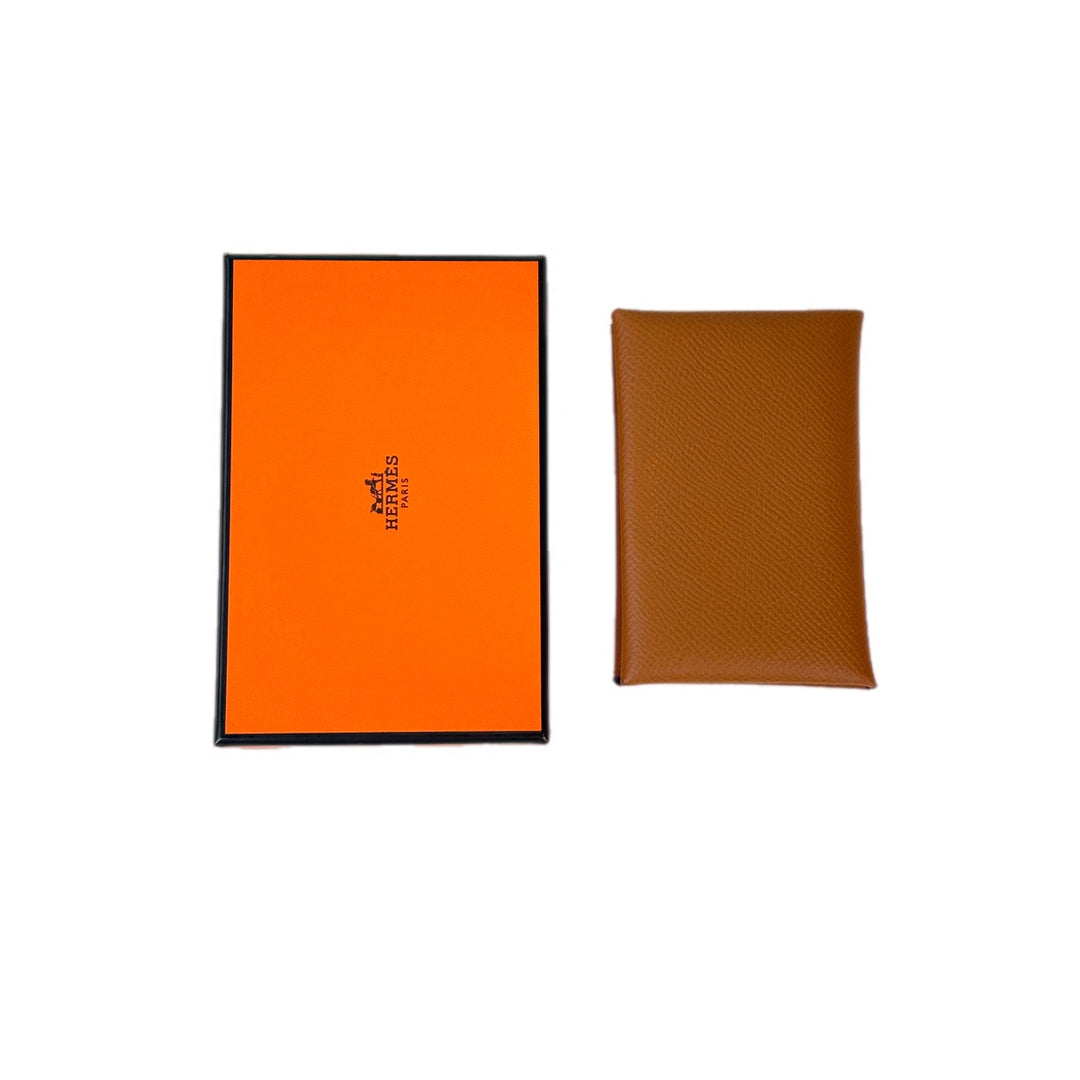 Hermes Calvi Card Holder Gold Epsom