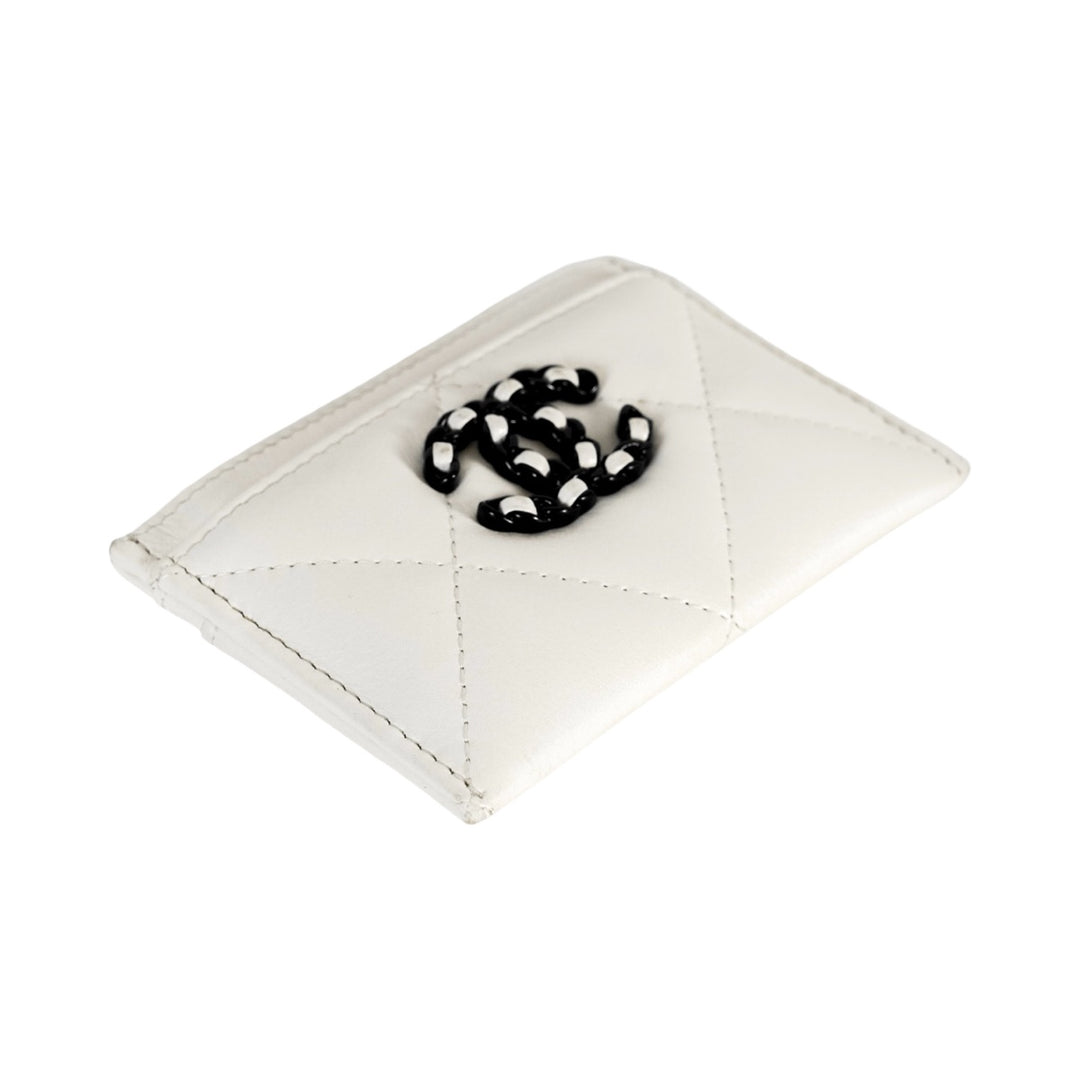 Chanel 19 Quilted White Cardholder