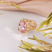 Natural Exceptional Cherry Blossom Color Morganite Stone Ring 5.98ct, Diamond 0.455ct 18K Gold GUILD