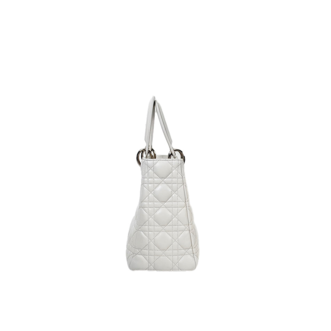 Dior Lady Dior Medium Bag White Lambskin