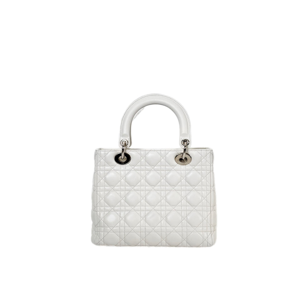 Dior Lady Dior Medium Bag White Lambskin
