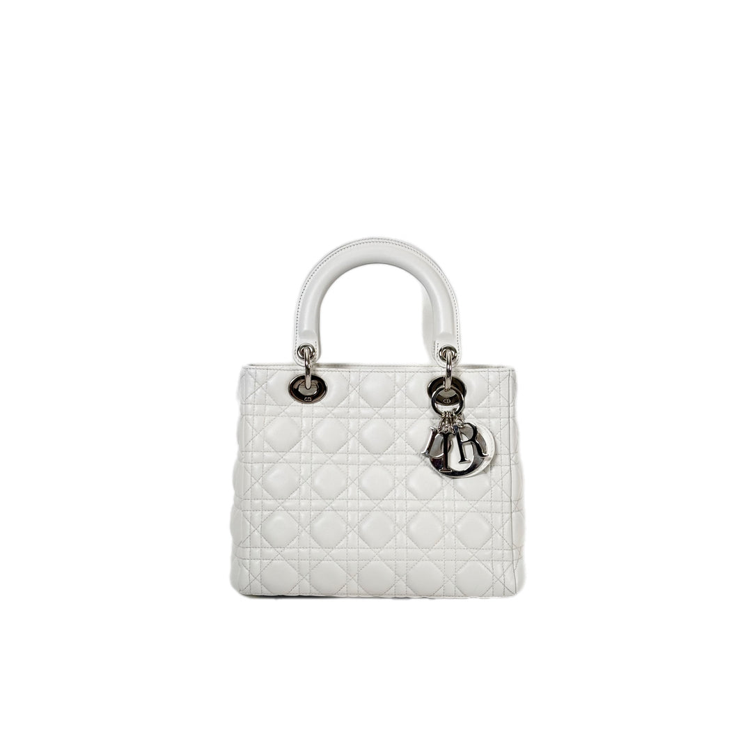 Dior Lady Dior Medium Bag White Lambskin