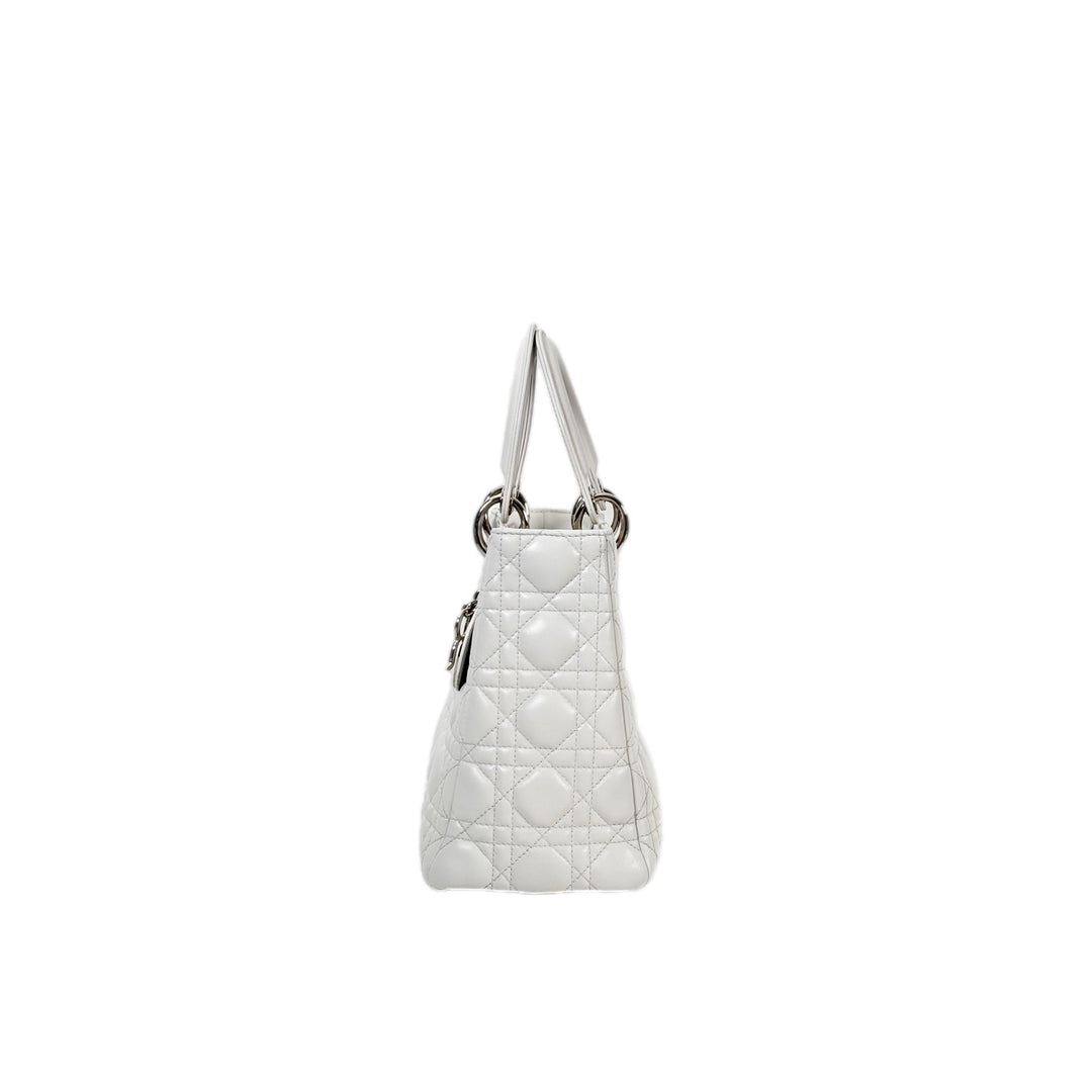 Dior Lady Dior Medium Bag White Lambskin