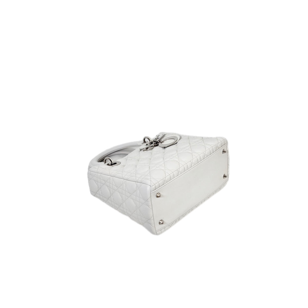 Dior Lady Dior Medium Bag White Lambskin
