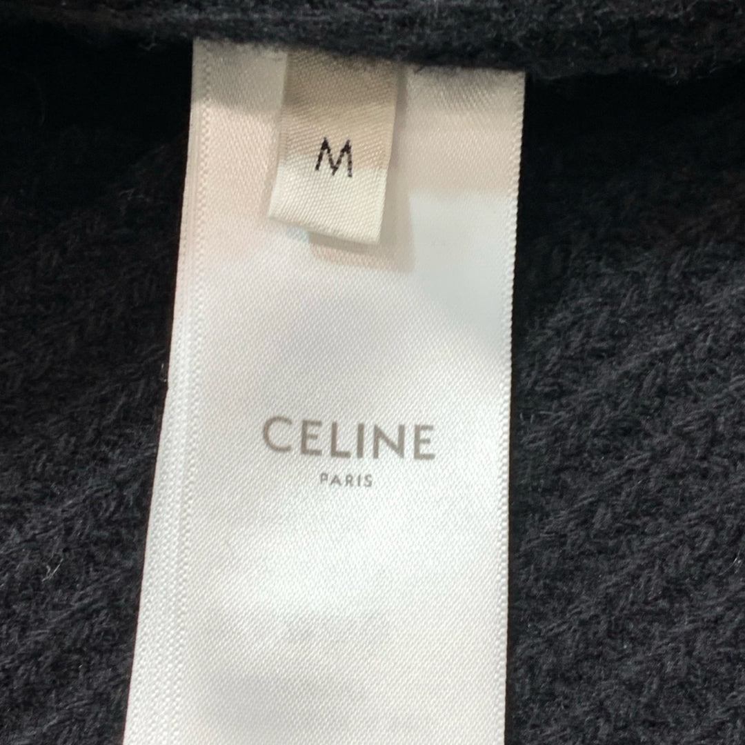 Celine Black Hooded Cardigan in Ribbed Wool #M