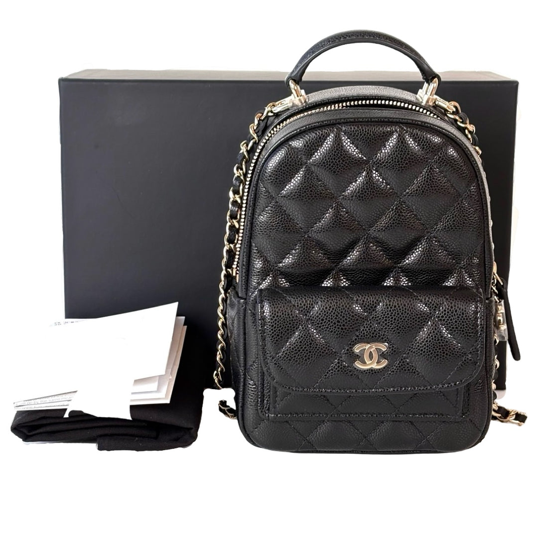 Chanel Black Caviar Mini Backpack Bag