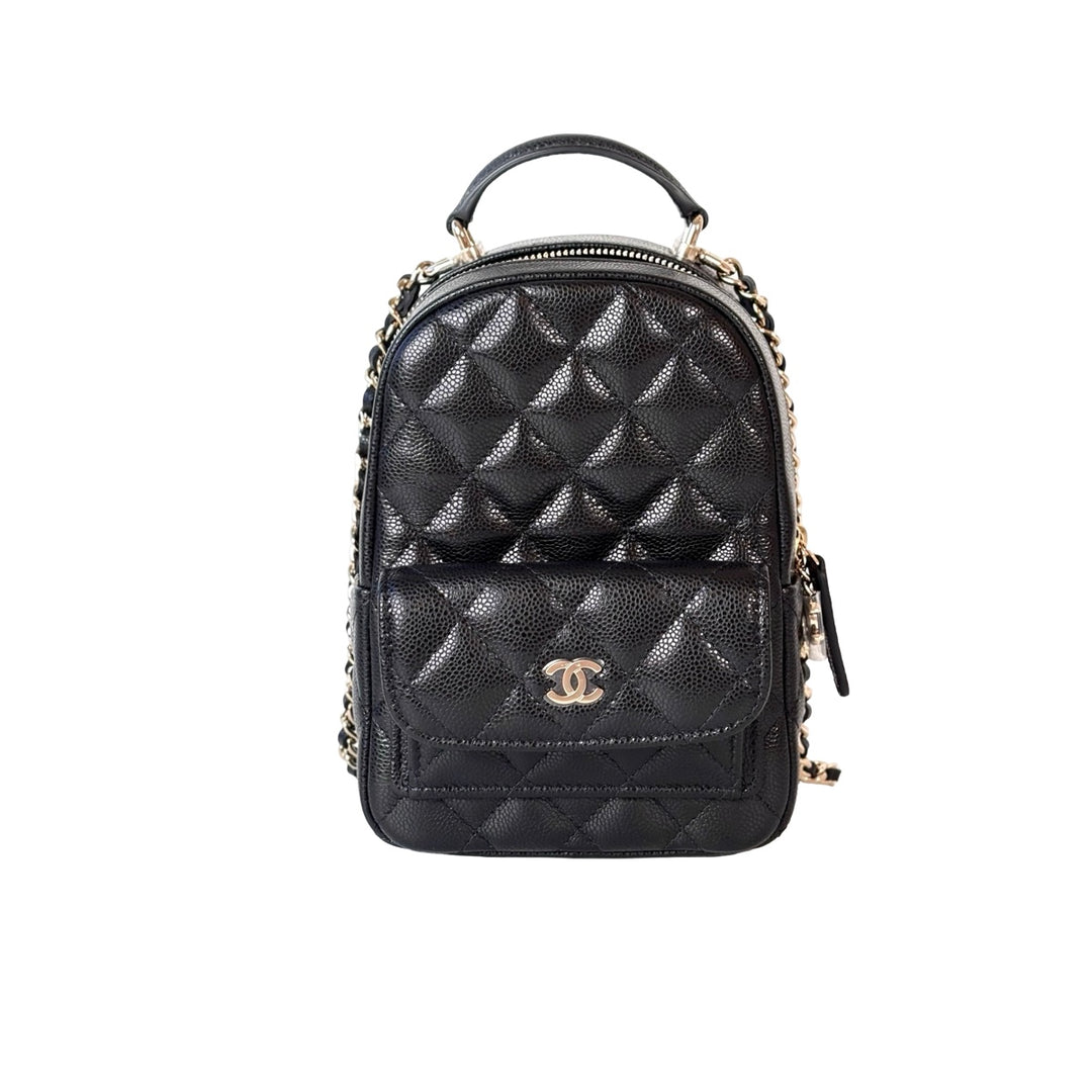 Chanel Black Caviar Mini Backpack Bag