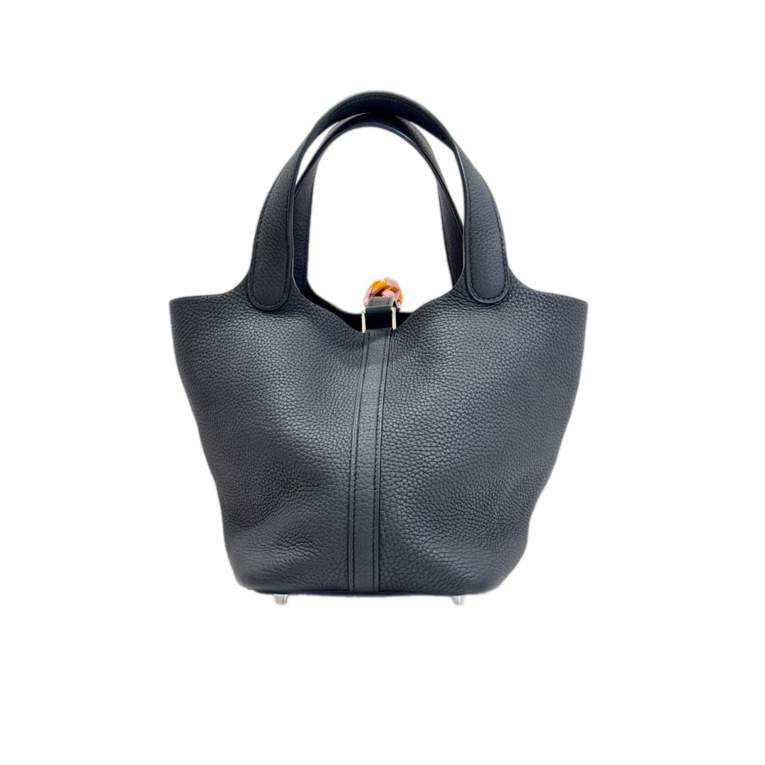 Hermes Picotin 18 Black TC Leather Bag