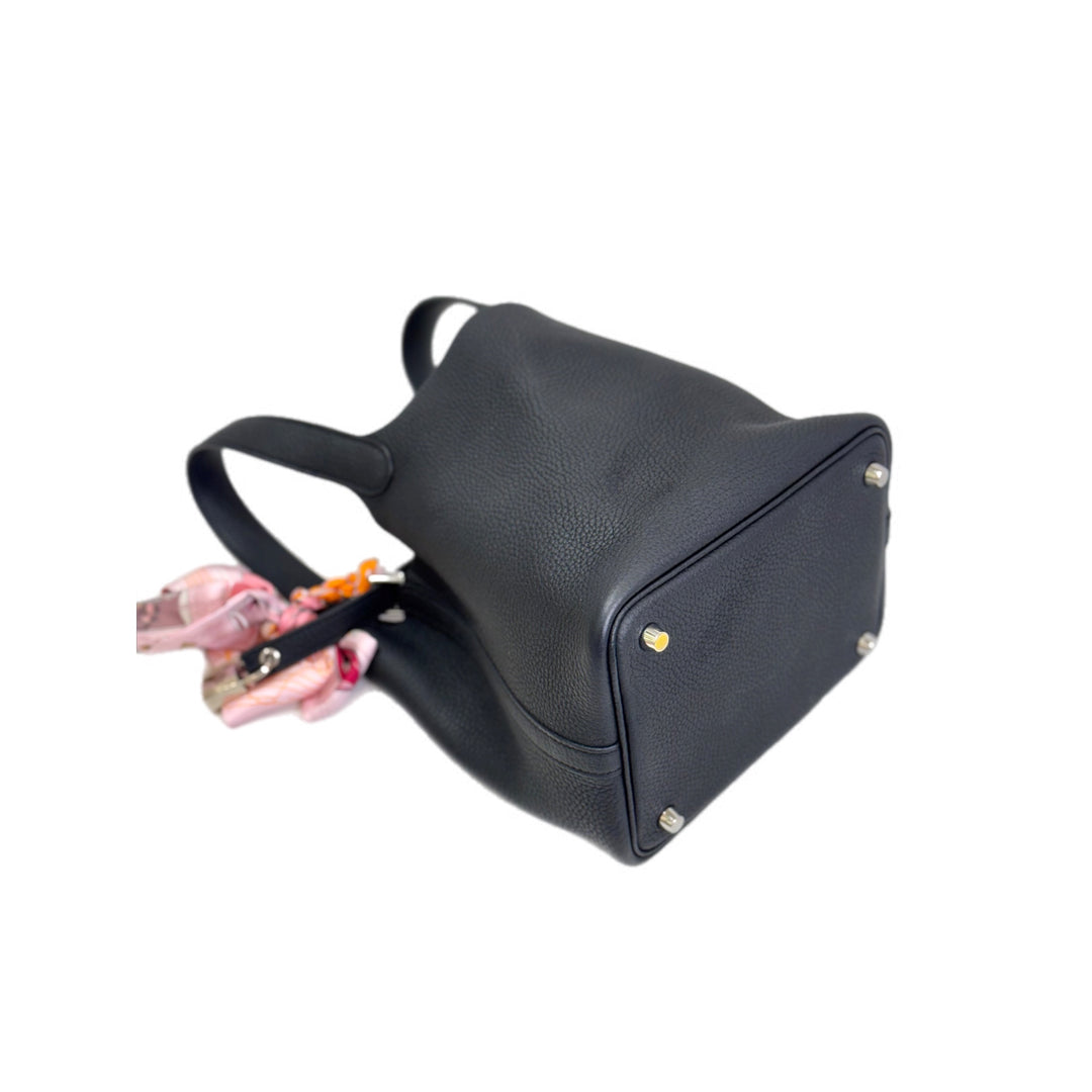 Hermes Picotin 18 Black TC Leather Bag