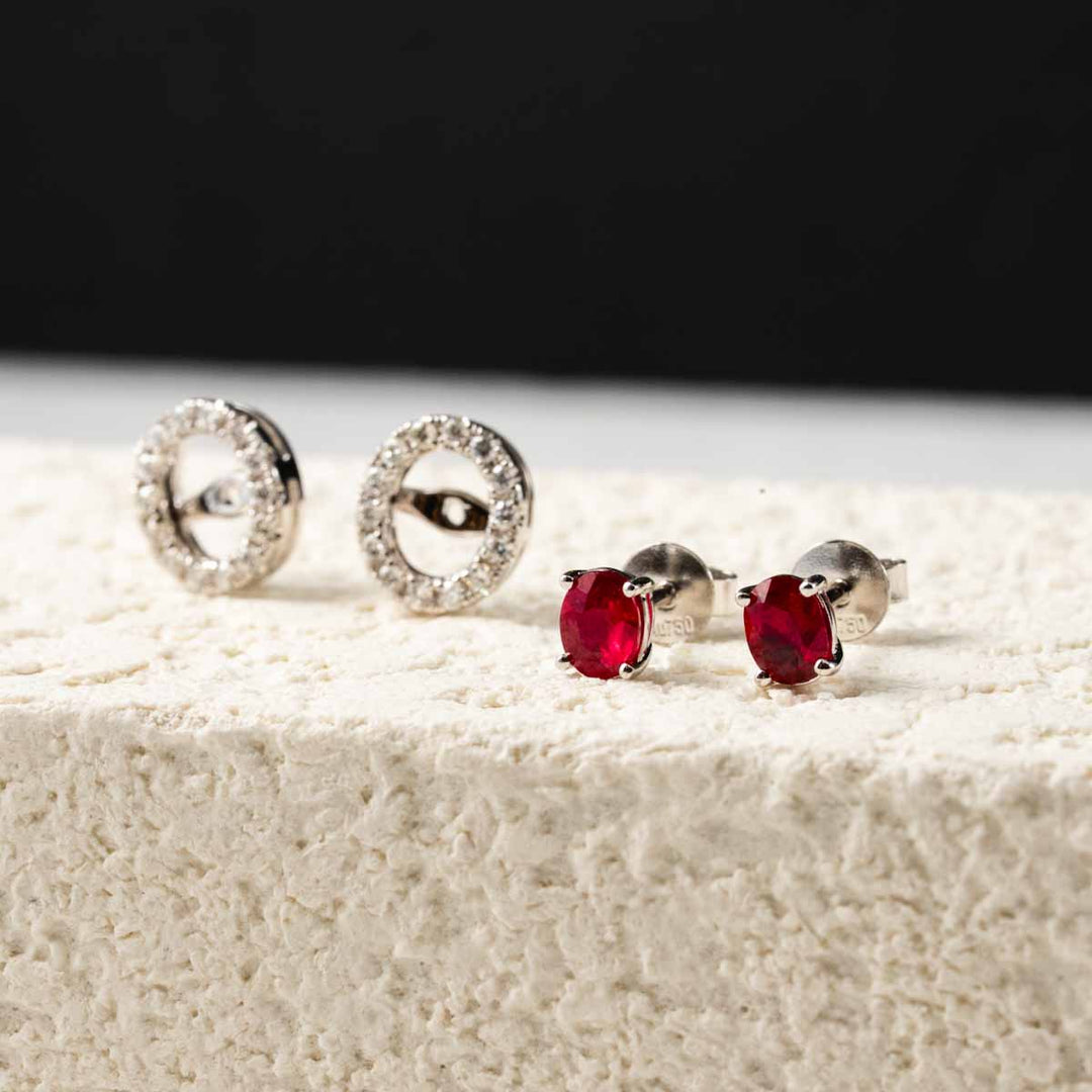 Natural Ruby Diamond Earrings D0.77ct,d0.236ct, 18K