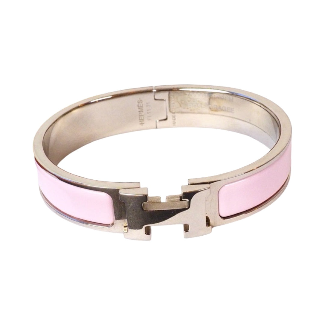 Hermes H Clic Jewelry Bracelet Pink Silver