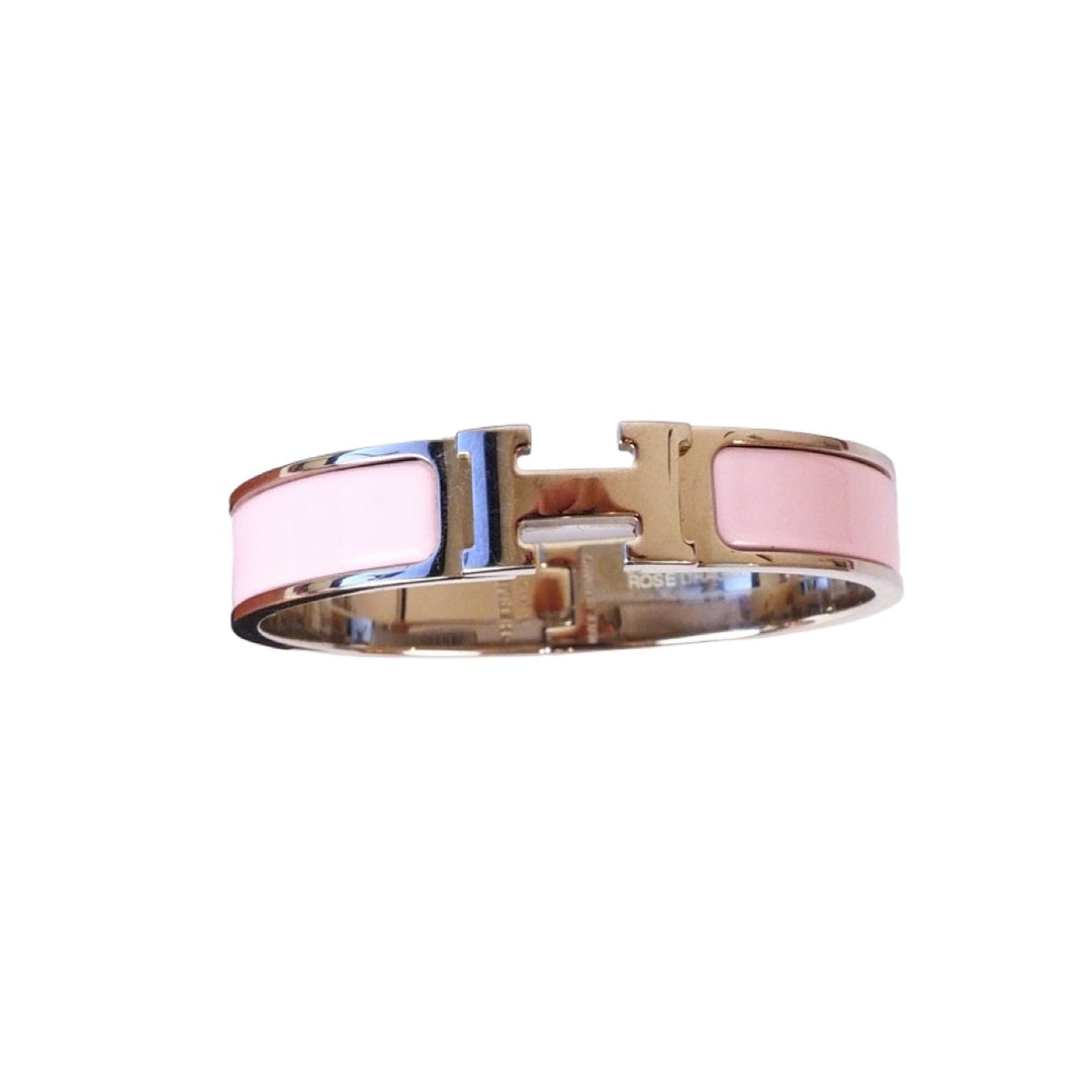 Hermes H Clic Jewelry Bracelet Pink Silver