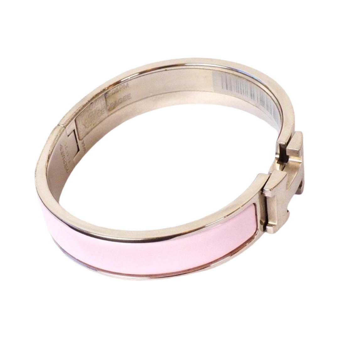 Hermes H Clic Jewelry Bracelet Pink Silver