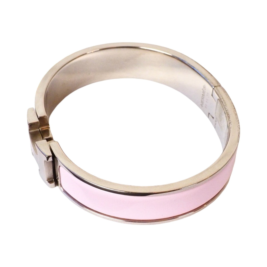 Hermes H Clic Jewelry Bracelet Pink Silver