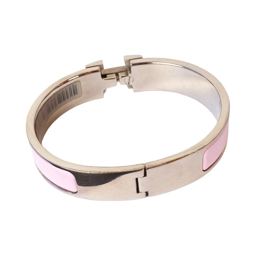 Hermes H Clic Jewelry Bracelet Pink Silver