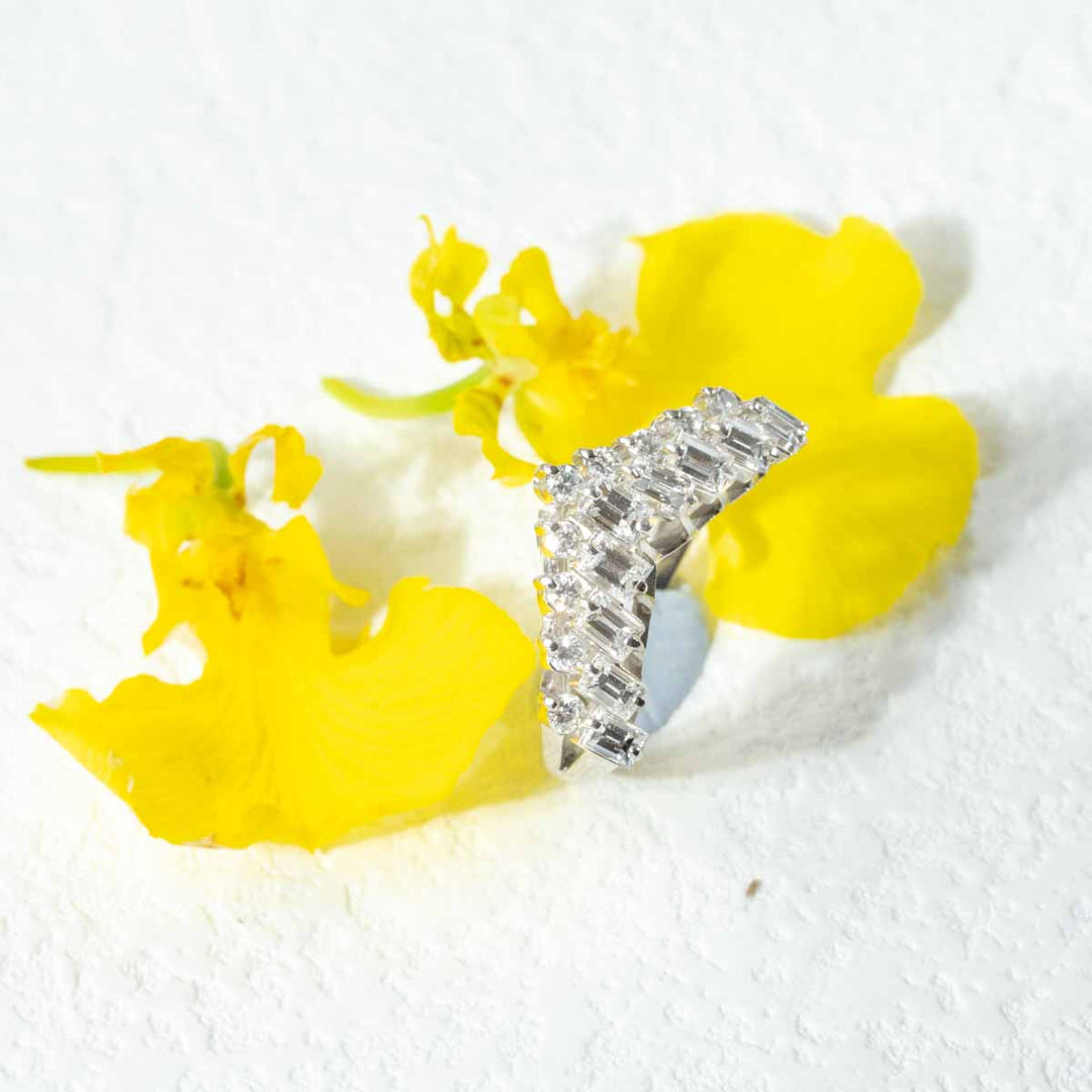 Natural White Diamond V-shaped Eternity Ring D0.86ct,Pt