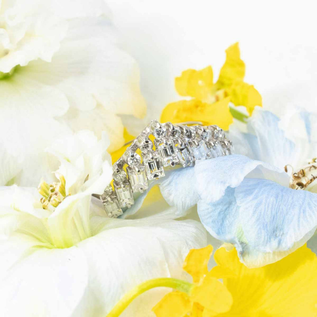 Natural White Diamond V-shaped Eternity Ring D0.86ct,Pt