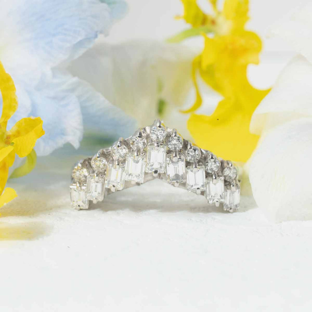 Natural White Diamond V-shaped Eternity Ring D0.86ct,Pt