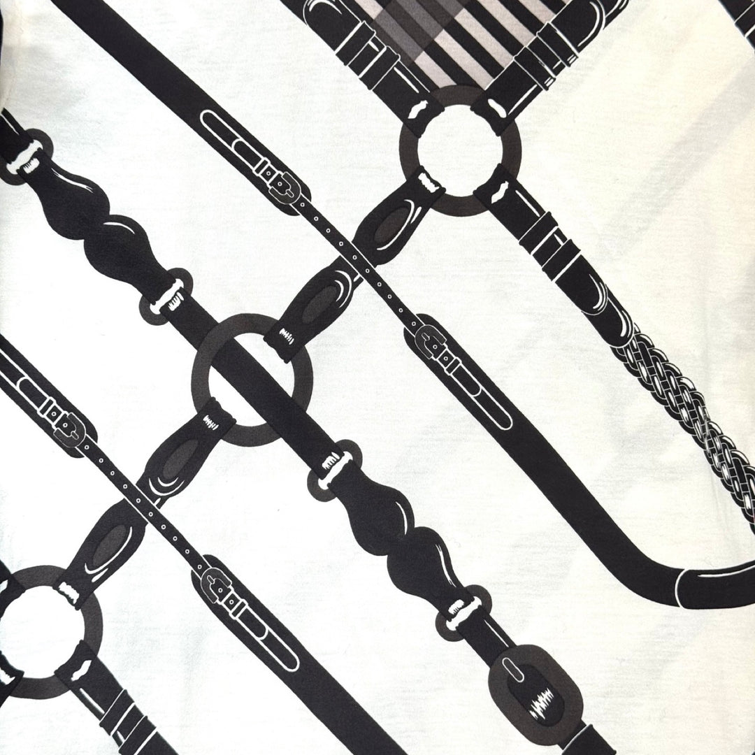 Pre-owned Hermes White Coaching Remix Long T-shirt in Cotton - photo 3