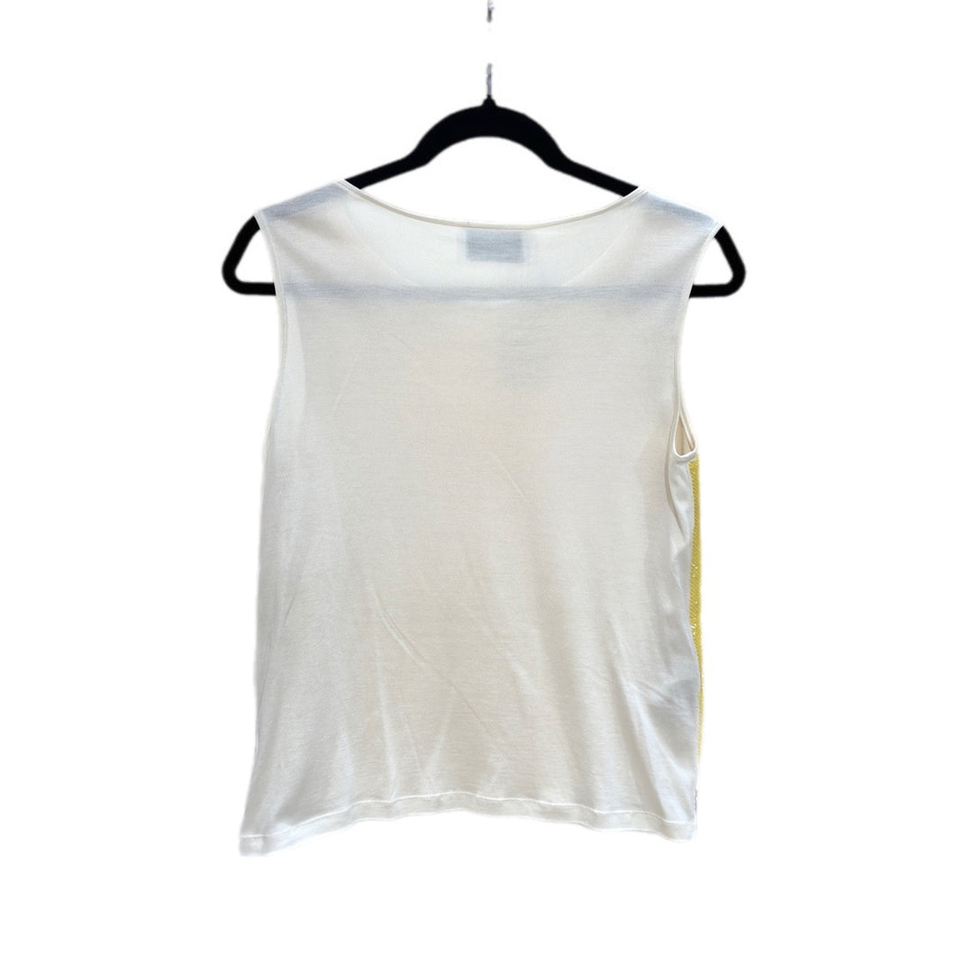 Prada Sleeveless Top With Yellow Sequined Silk/Cotton Size 42#