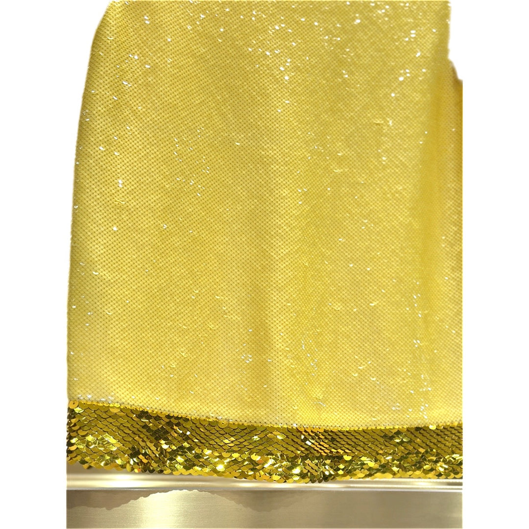 Prada Sleeveless Top With Yellow Sequined Silk/Cotton Size 42#