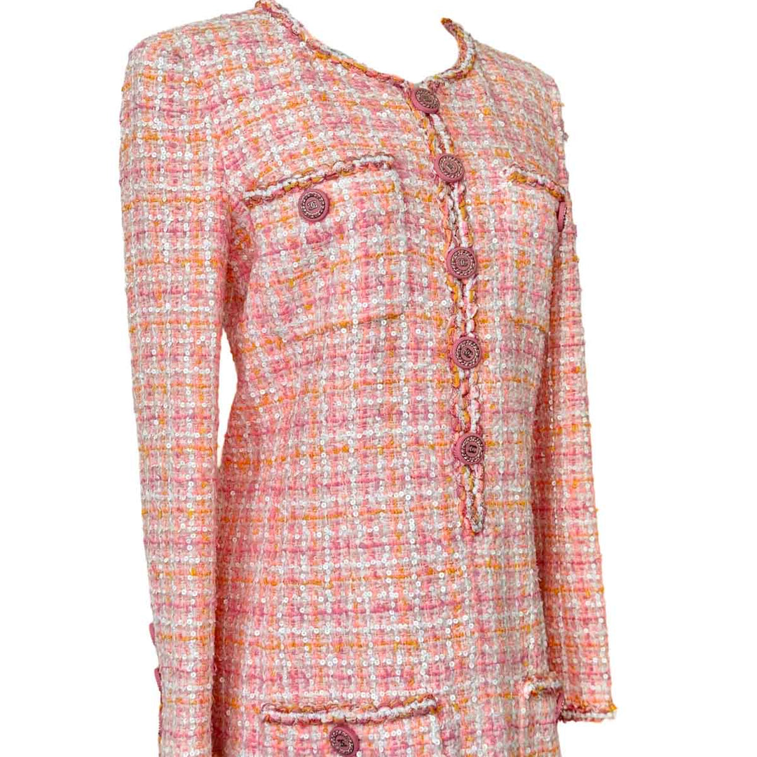 Chanel 19C Fantasy Pink Tweed Dress #36