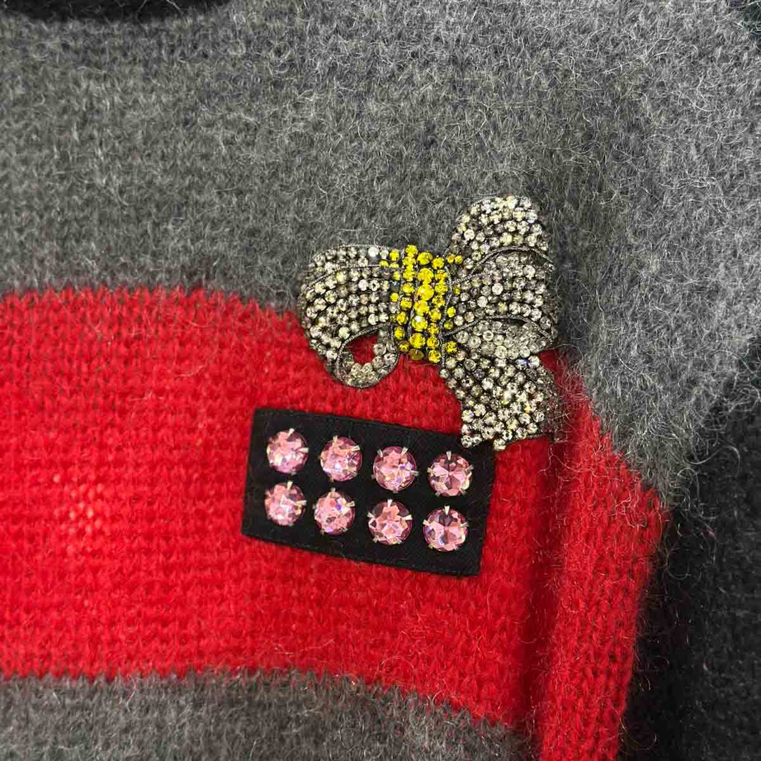 Miumiu Striped Knit Dress - Black Mohair 38#