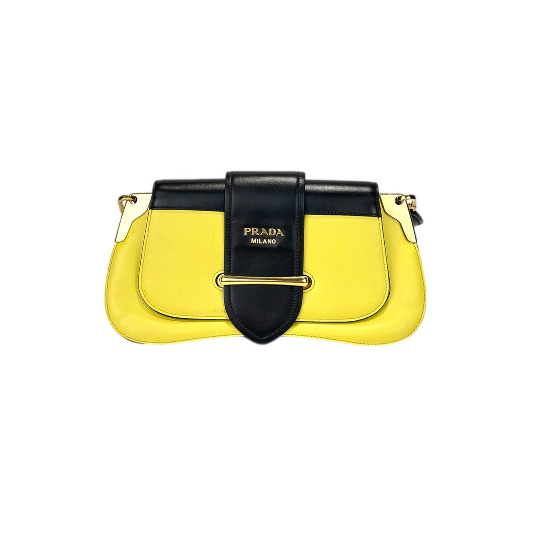 Prada City Calf Yellow Hobo Bag