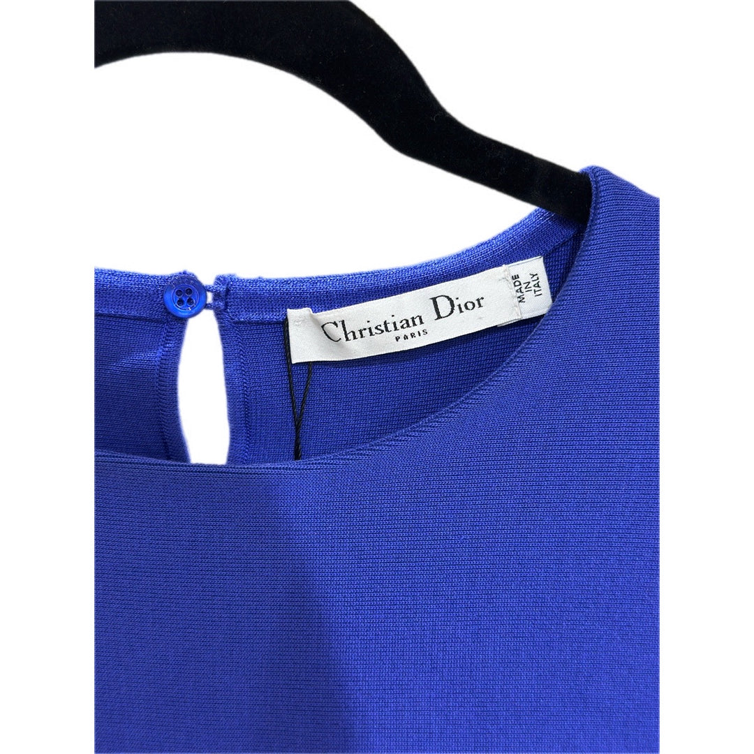 Dior Sleeveless Short Dress Cobalt Blue Silk 38#