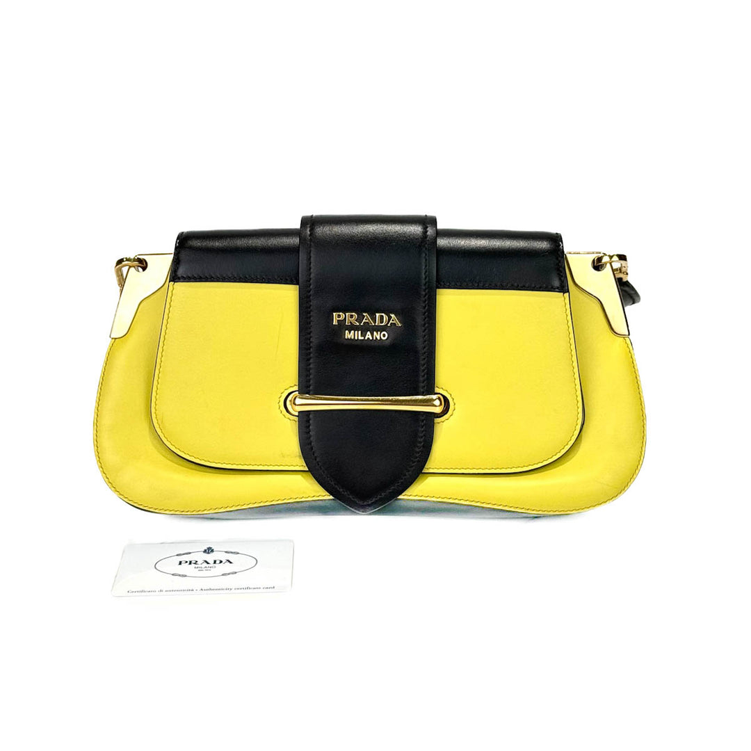 Prada City Calf Yellow Hobo Bag