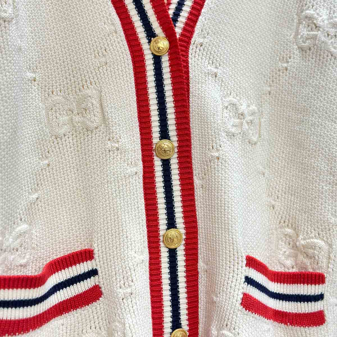 Gucci Knit Cardigan White Wool/Silk Roughly Size 38-40